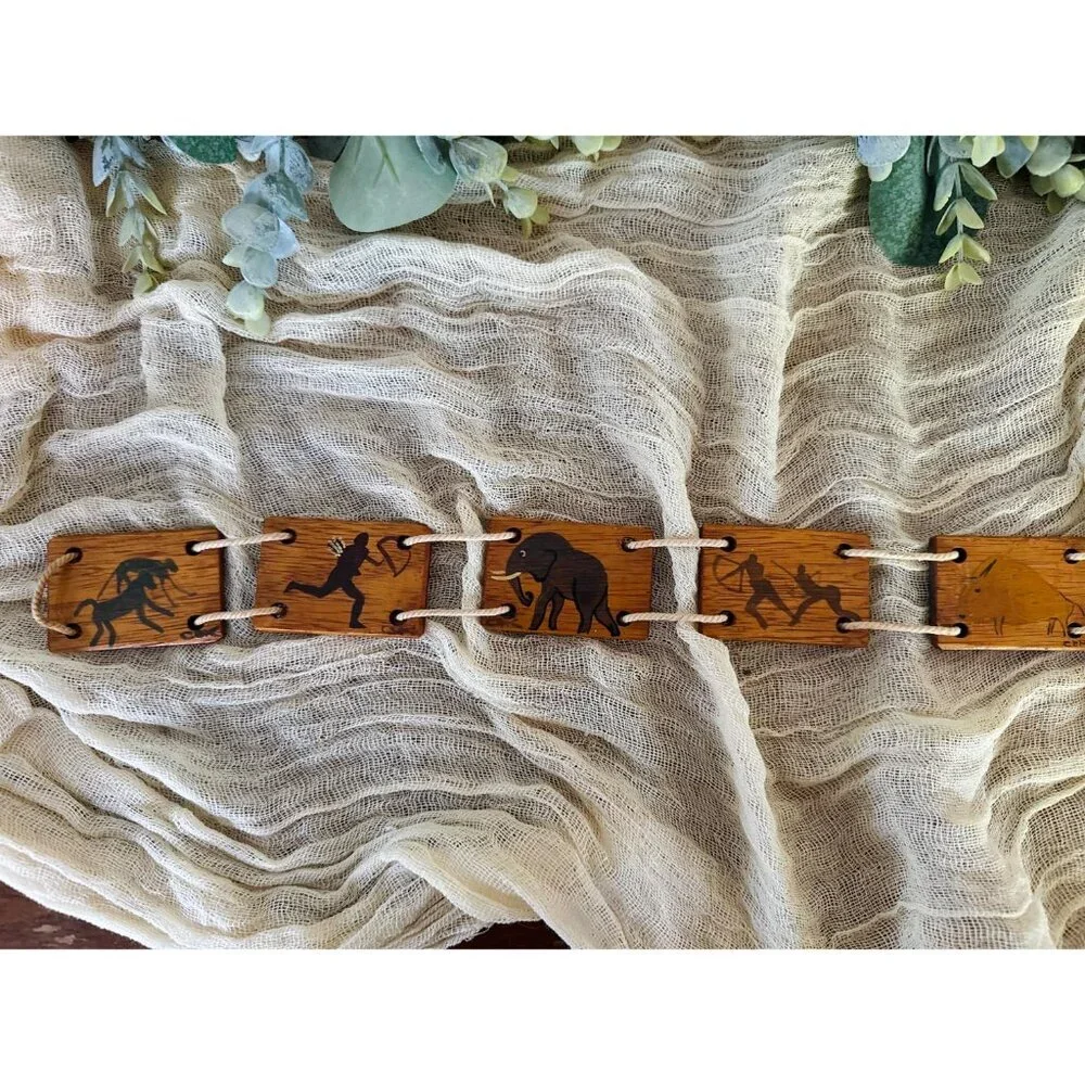 38” CBK‎ Wood Tile Art Petroglyph style 2716 african safari wall piece elephant